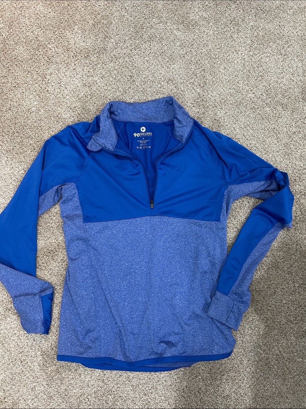 90 Degree By Reflex Two-Tone Royal and Heathered Blue Quarter-Zip Pullover